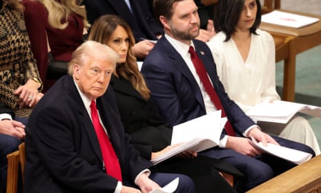 Donald and Melania Trump, next to JD and Usha Vance.
