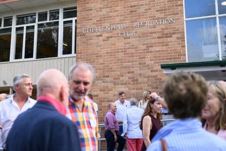 Crowds outside Cheltenham Recreation Club