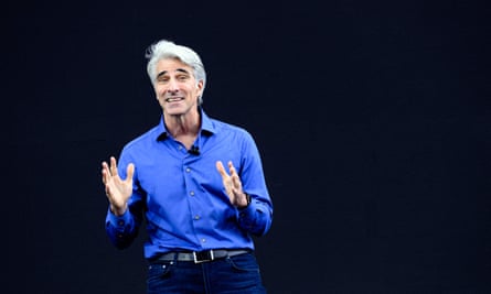 Apple senior vice president of software engineering, Craig Federighi, announces the autocorrect upgrade