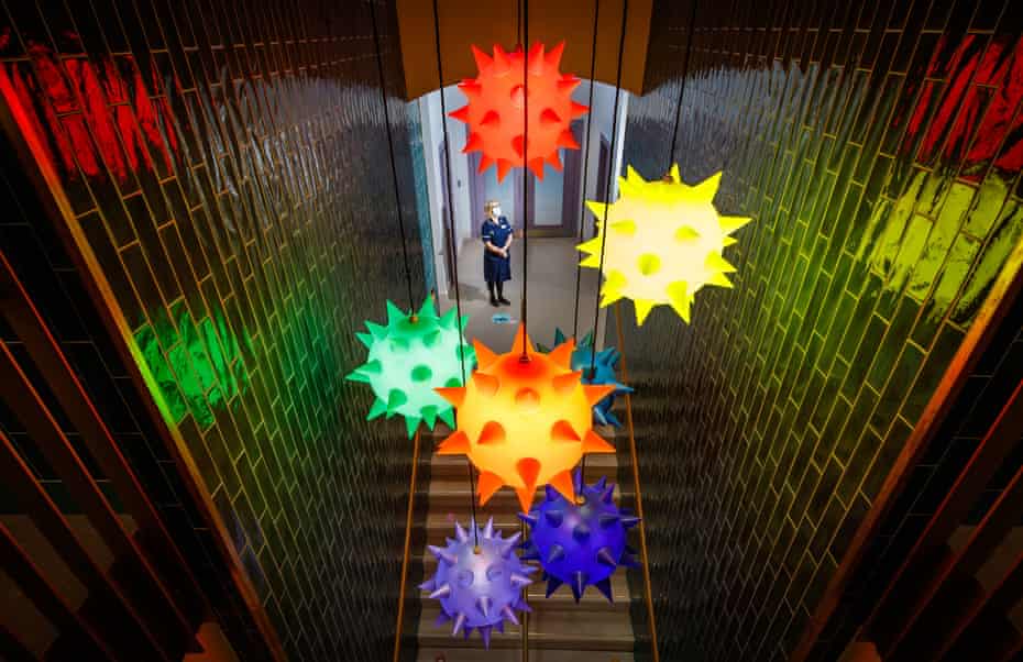 Innovation … an art installation celebrates NHS workers at the Thackray Museum in Leeds, which also operated as a vaccination centre.