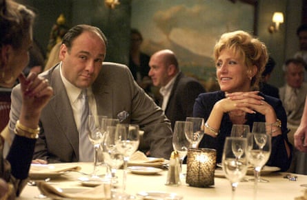 Edie Falco with James Gandolfini in The Sopranos.