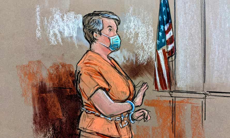 Diana Toebbe appears for her first court hearing on 12 October, as seen in a courtroom sketch.