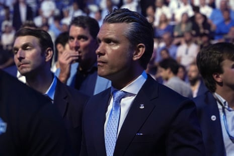Defense secretary Pete Hegseth looks on during Sunday's fights on the White House South Lawn.