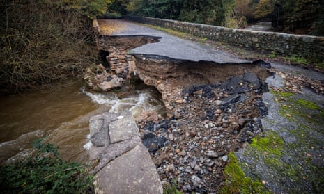 River Big Bridge partly collapsed due to heavy rainfall and flooding outside Carlingford, County Louth on 31 October.