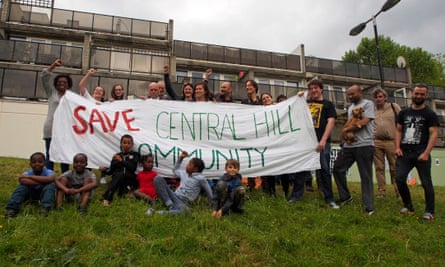 People campaign to save Central Hill estate in 2015.