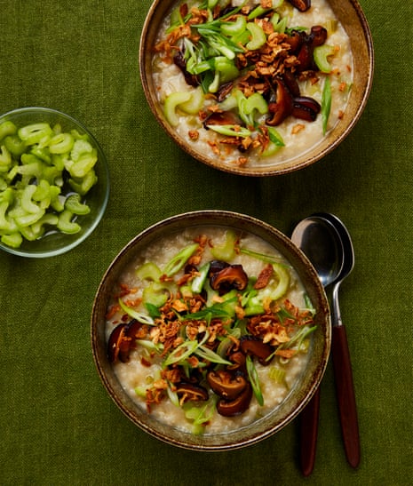 Meera Sodha's celery congee with braised mushrooms.