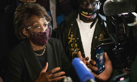 Maxine Waters during a protest in Brooklyn Center, Minnesota, over the weekend. 