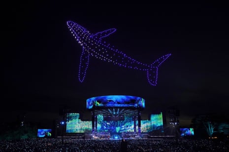 A drone light display above the Coronation Concert.