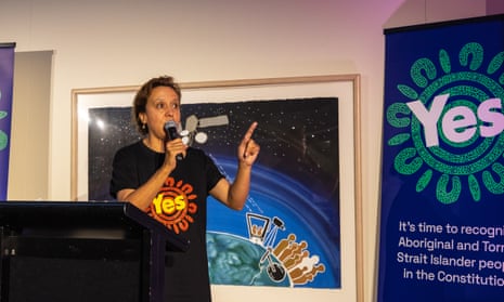 Rachel Perkins, co-chair of Australians for Indigenous Cultural Recognition, speaking at a yes event