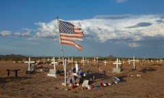 A shredded American flag at a grave site, Blackwater, Arizona.