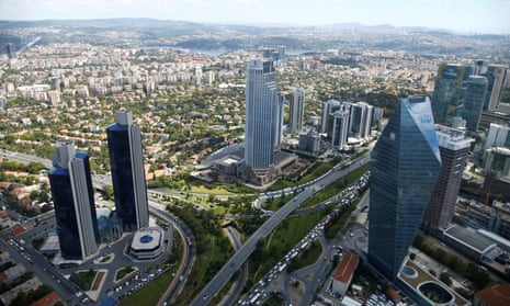 The business and financial district of Levent, as seen from the Sapphire Tower, which was financed through loans worth 164m lira in 2013.