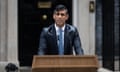 Rishi Sunak announces UK general election for Thursday 4 July - 22 May 2024<br>Mandatory Credit: Photo by Tejas Sandhu/SOPA Images/REX/Shutterstock (14503331v) Prime Minister Rishi Sunak makes a statement outside 10 Downing Street announcing the date of the next general election. A General Election will be held in the UK on 4th July 2024 with the Labour Party under Keir Starmer still ahead in the polls and expected to form the next government. Rishi Sunak announces UK general election for Thursday 4 July - 22 May 2024