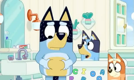 A shot from the Bluey episode entitled Exercise, before it was removed by the ABC. The opening scene of the children’s program sparked accusations of fatphobia.