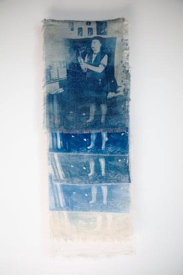 suspended, blue-toned images of a personification opinionated inside