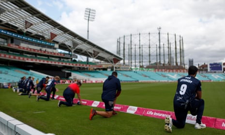 Kent players take a knee at the Kia Oval. The players’ union survey was a response to the Black Lives Matter movement.