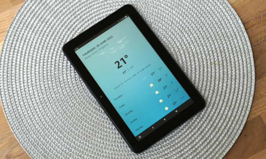 Alexa showing the weather forecast for Kings Cross on the Amazon Fire 7.