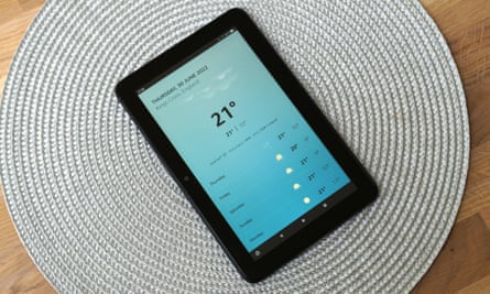 Alexa showing the weather for Kings Cross on Amazon Fire 7.
