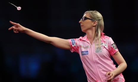 Fallon Sherrock in action during her match against Ricky Evans at the World Darts Championship.