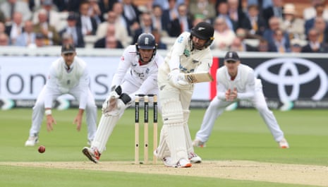 Devon Conway looks nicely settled at the crease for New Zealand.