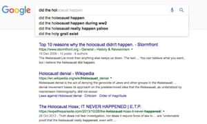 Did the holocaust happen? Google search for Carole Cadwalladr