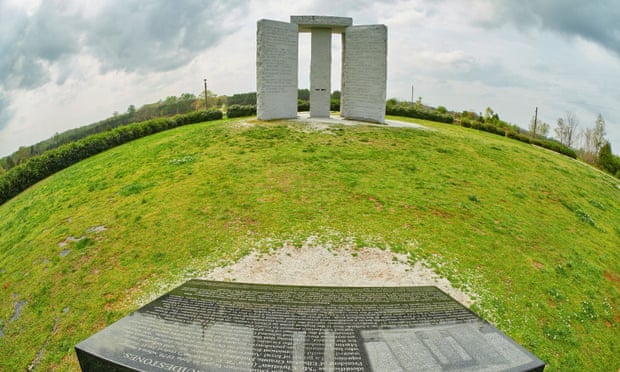 The Georgia Guidestones in happier times, in Elberton, Georgia.