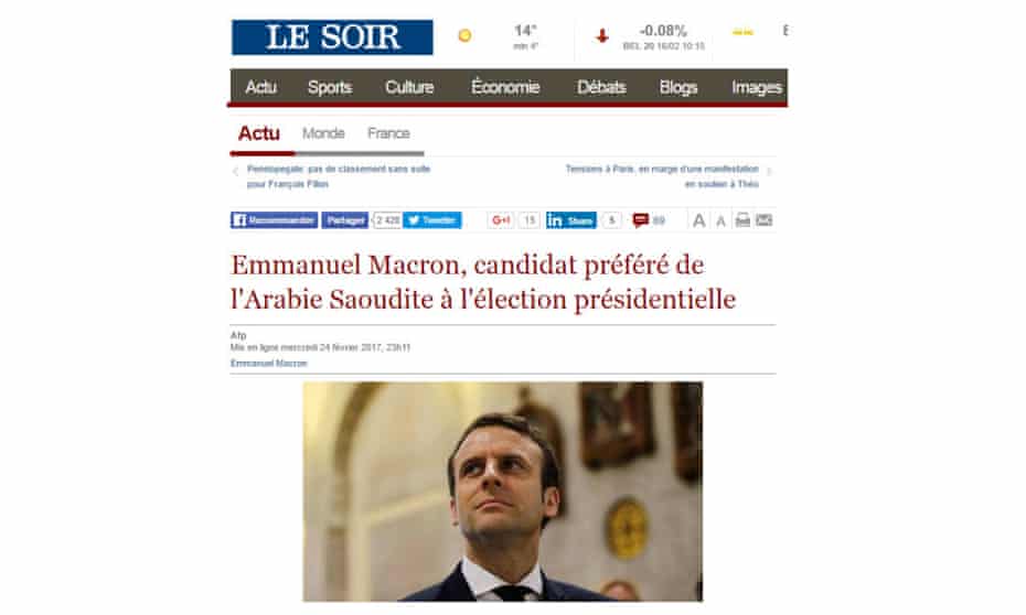 A fake news article purporting to have come from Le Soir.