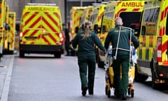 Ambulance crew outside the Royal London hospital
