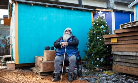 Joseph ‘Panda’ Procella, 55, at Tent City 5 tiny houses in Seattle.