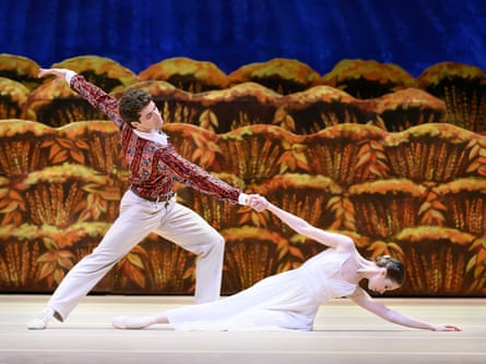Daria Khokhlova and Igor Tsvirko in the Bolshoi’s The Bright Stream at the Royal Opera House.