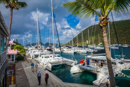 A marina filled with large yachts