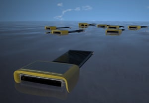 Sea Swarm uses a photovoltaic powered conveyor belt made of a thin nanowire mesh to propel itself and collect oil.