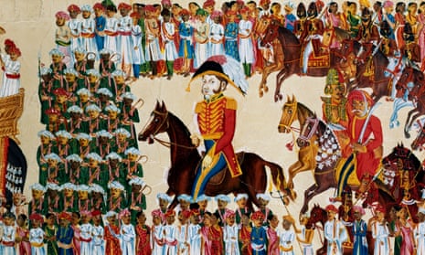 English grandee of the East India Company riding in an Indian procession, 1825-1830
