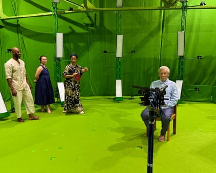 Ian McKellen takes his turn during filming for the mixed reality play.