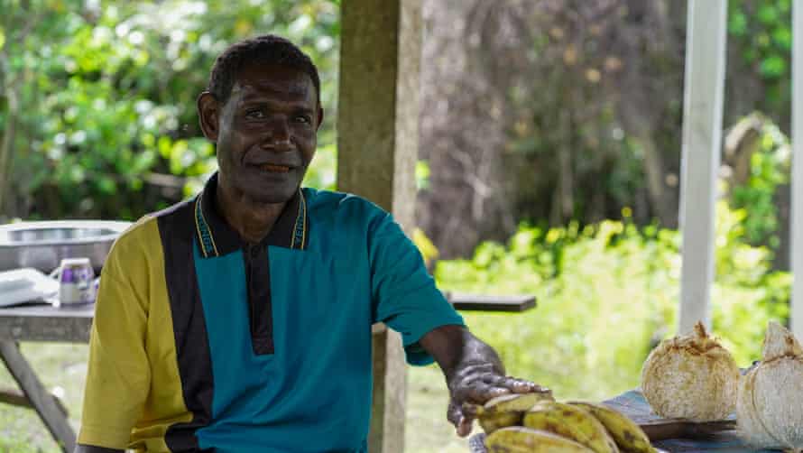 Morris Carmen, the first person to relocate from the sinking Cateret Islands to Tinputz.