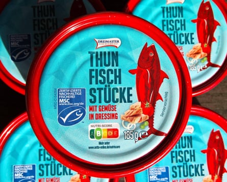 Tins of tuna fish with the MSC logo.