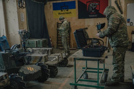 Soldiers from the 3rd army corps at the KillHouse academy, a ground robot training school.