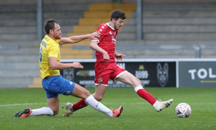 Crawley Town’s Ashley Nadesan scores the winner in their first-round goalfest against Torquay United.