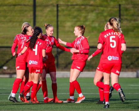 Barnsley players celebrate a goal.