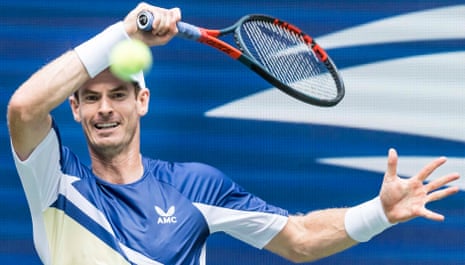Andy Murray fires off a forehand to Emilio Nava.
