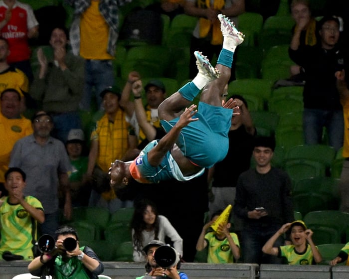 ‘I’d love to race him’: Irankunda scores Socceroos double then set sights on Gout Gout