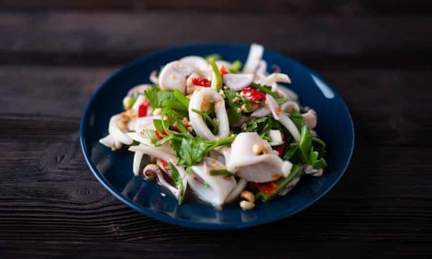 Spicy squid salad … perfect starter.