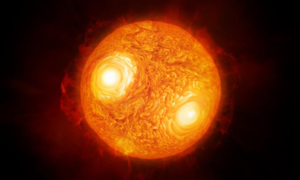 The main picture, above, is constructed from images of Antares taken using ESO’s Very Large Telescope. This image is an artist’s impression of the red supergiant, based on the images and data captured.