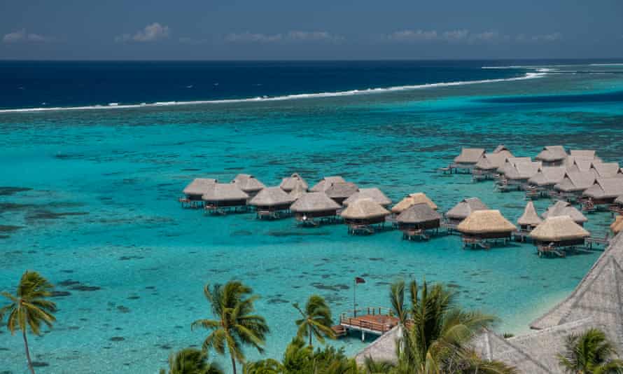 Overwater bungalows on the island of Mo'orea. A law change last year could allow overwater bungalows like these on the Temae lagoon.