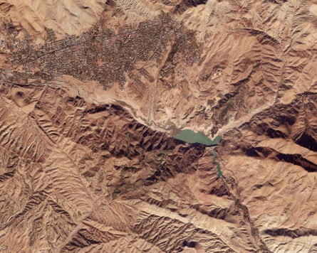 Satellite image shows Latyan Dam outside of Tehran in November.