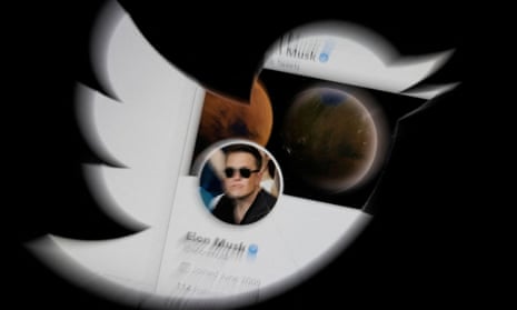 Elon Musk's Twitter account and Twitter logo