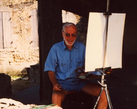 Don Egginton at his easel in the 1990s. He practised as an artist for 50 years, alongside his career as an economist at Bristol University