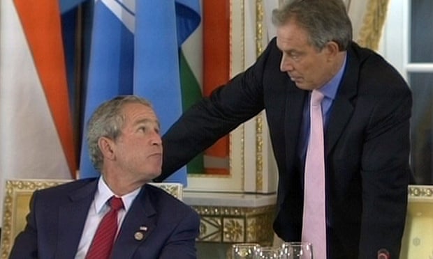 ‘Yo, Blair!’: George W Bush lays some slang on Tony Blair at the 2006 G8 summit, unaware of a nearby microphone.