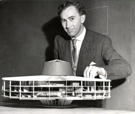 ‘Quite simply one of the best British architects of the 20th century’: Peter Womersley as a student in 1953 with one of his models.