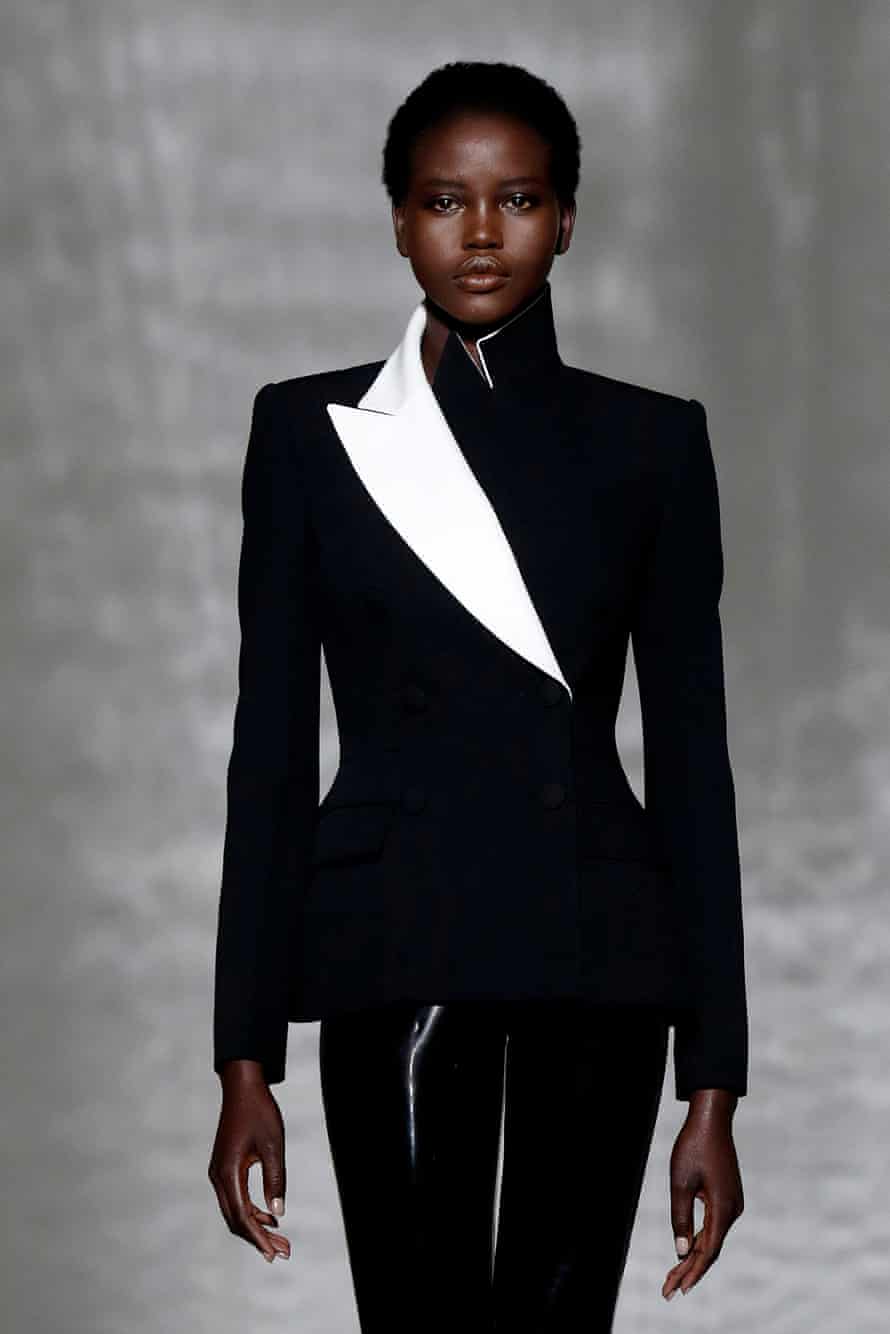 Adut Akech in Givenchy suit