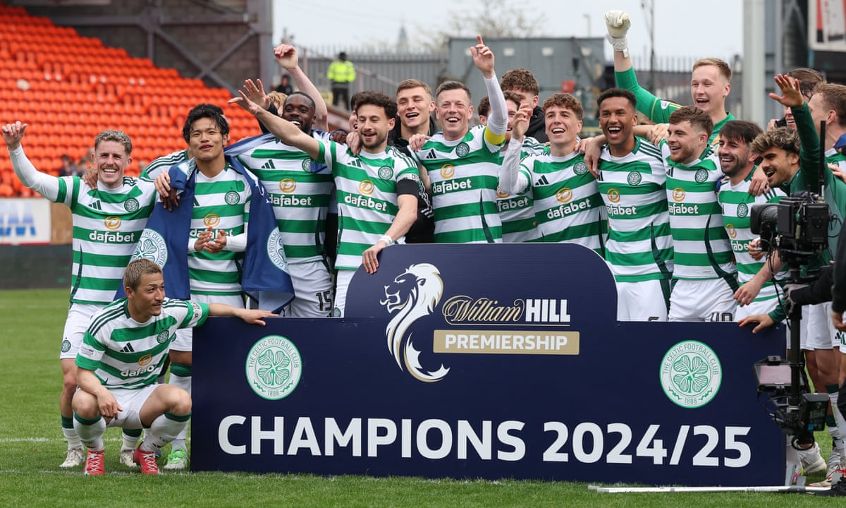 Brendan Rodgers '200% staying' after Celtic clinch 55th Scottish league title | Scottish Premiership | The Guardian